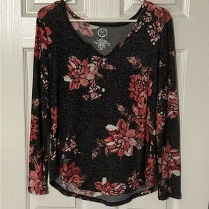 Floral Black and Red Women's Top